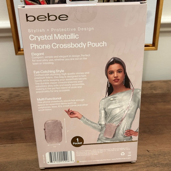 Bebe Crystal Metallic Rose Gold Phone Pouch - Picture 5 of 6
